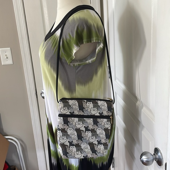 Danny K Cat Purse Gray Black Pockets Shoulder Hand Bag Animal USA Gift Present - Picture 6 of 17